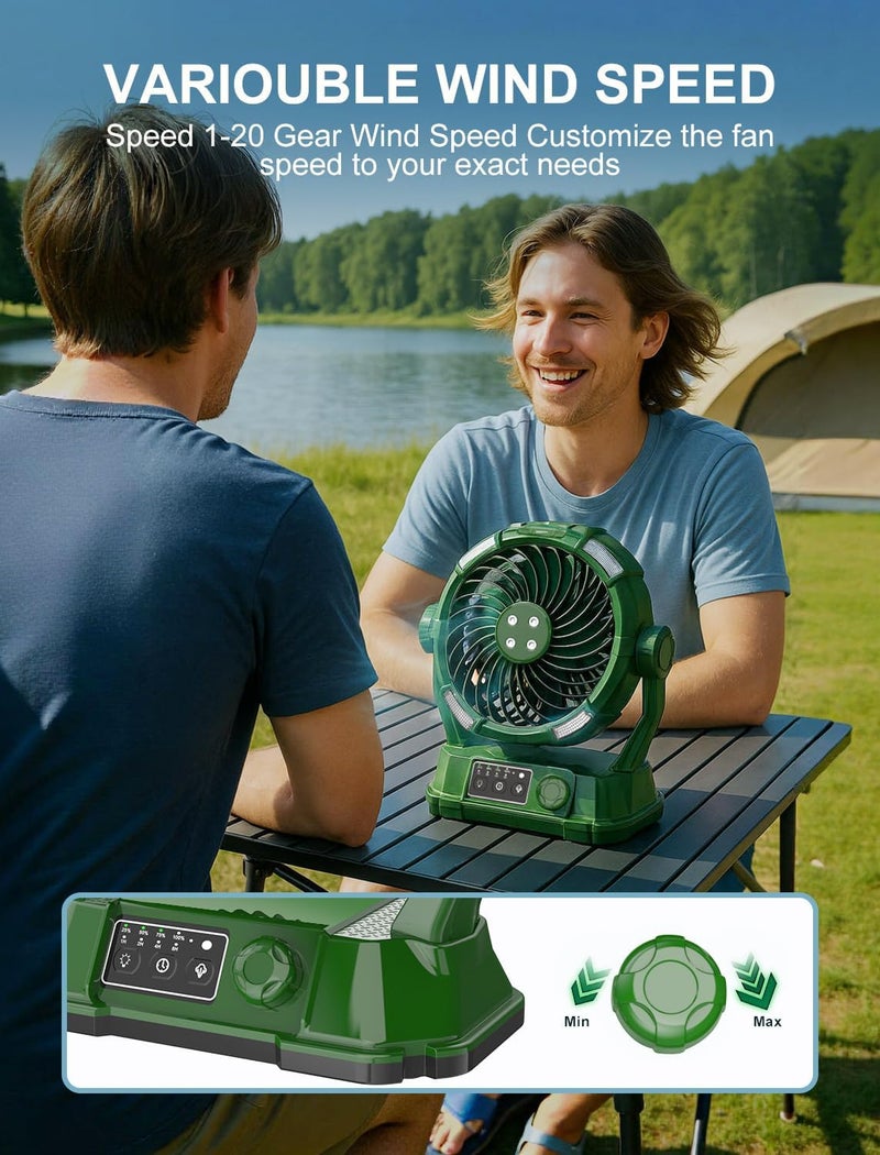 SAVIOR COOL Portable Misting Fans - 6L Water Tank, 20000mAh Rechargeable Outside Water Fans with Remote Control, LED Light Adjustable Spray Mister Fan with Hook/Bucket, Misters for Outdoor Patio/Camping - Image 2